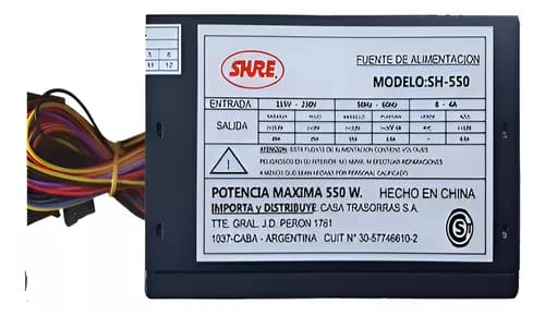 FUENTE SHURE 550W BLAC+12"COOL
